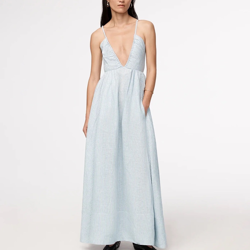 Another Tomorrow LINEN HALTER DRESS